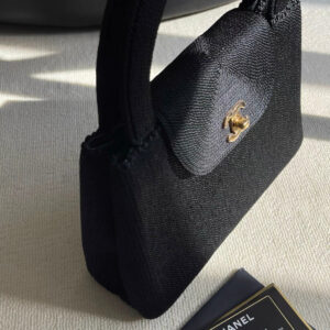 CHANEL VINTAGE ROPED SILK RAFFIA MINI KELLY BAG EVENING 1997 24K GOLD HARDWARE