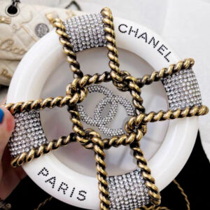 CHANEL MINAUDIÈRE LIMITED EDITION WHITE, GOLD & CLEAR RESCUE WHEEL GOLD-TONE HARDWARE
