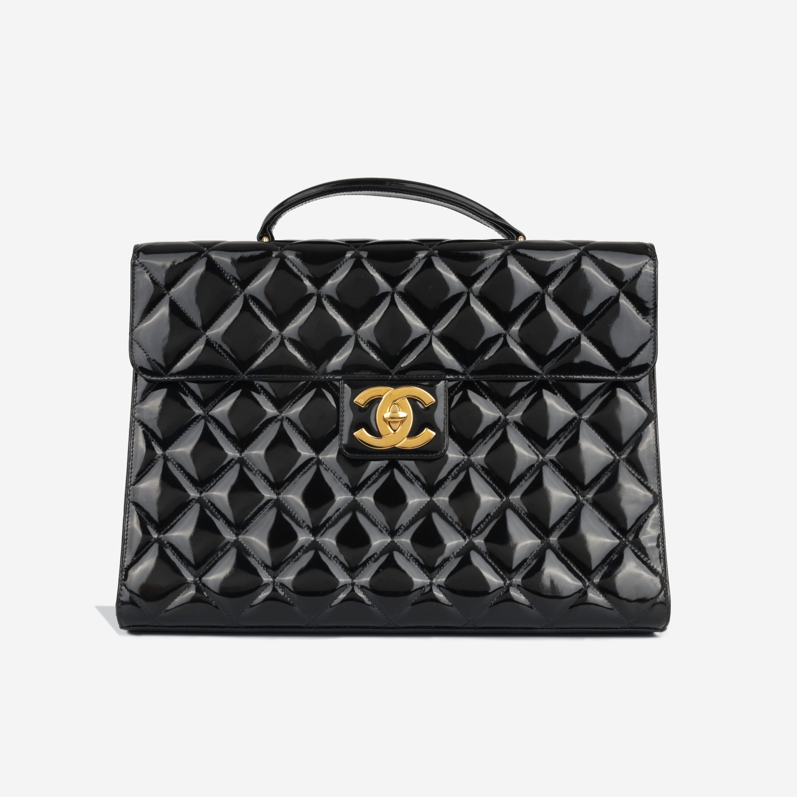 Chanel Vintage Portfolio Briefcase - Black Patent - Image 6