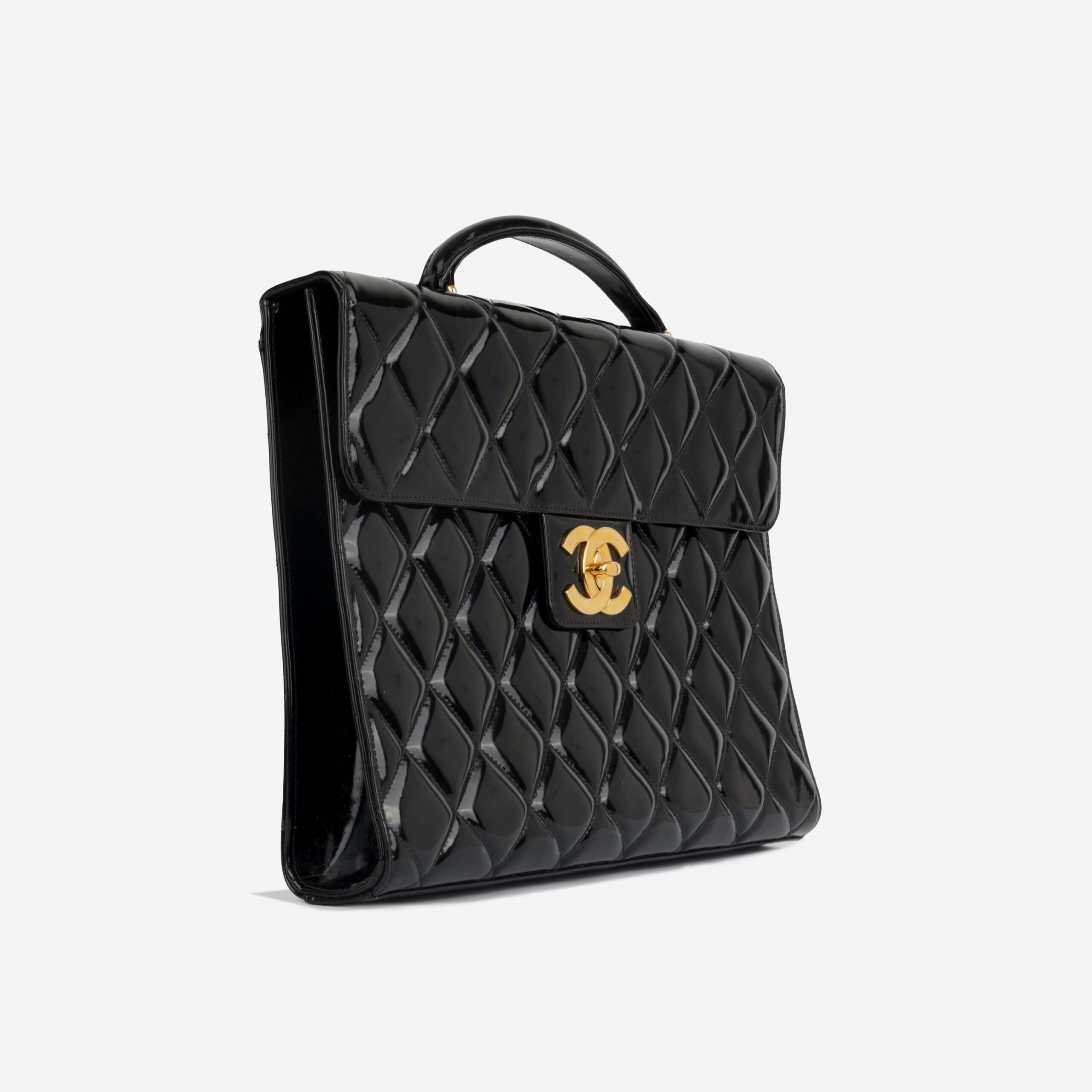 Chanel Vintage Portfolio Briefcase - Black Patent - Image 2