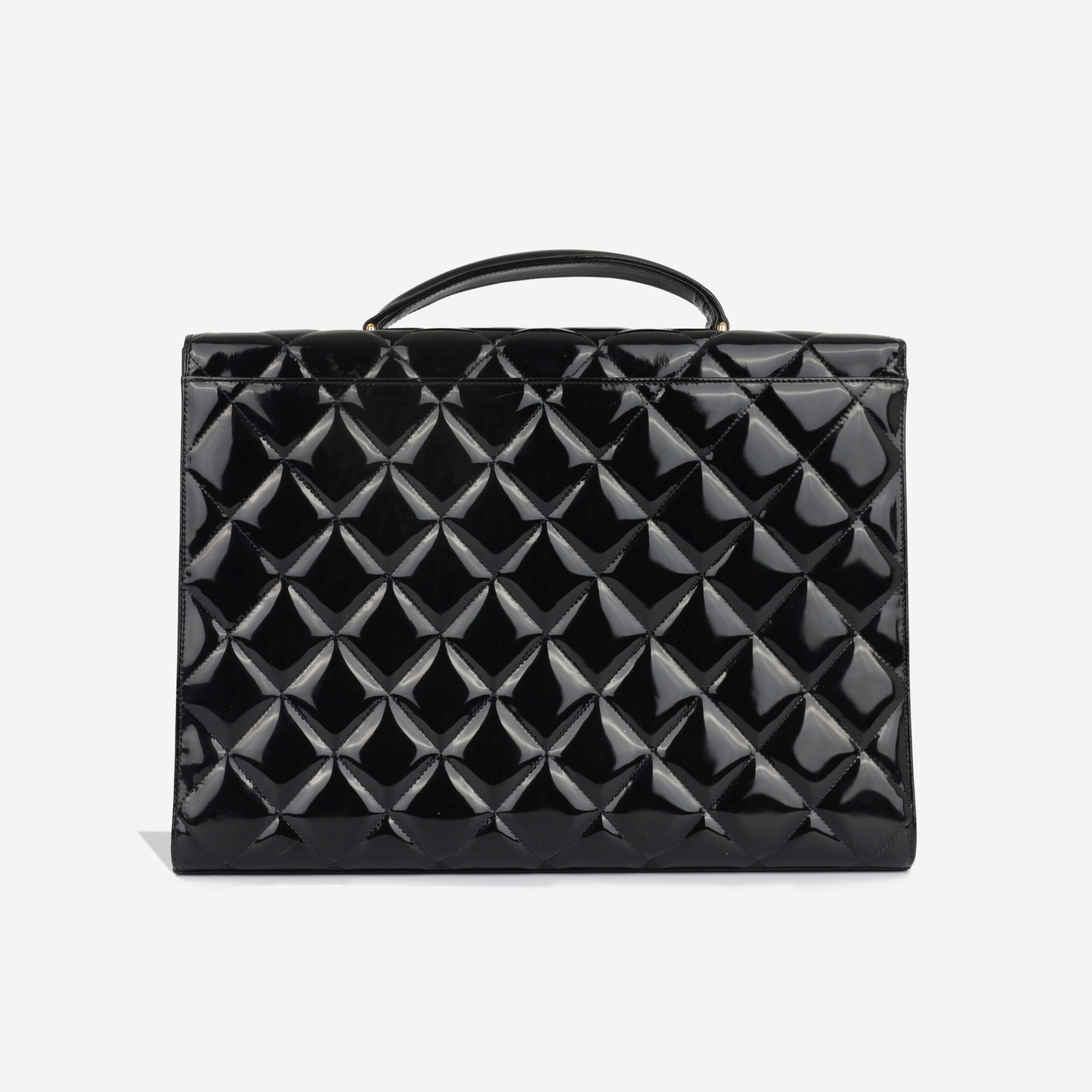 Chanel Vintage Portfolio Briefcase - Black Patent - Image 3