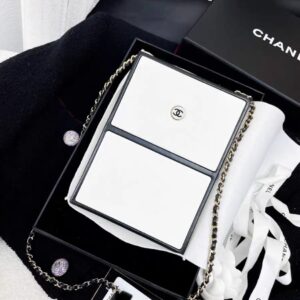 CHANEL 21SS A LIMITED EDITION WHITE & BLACK LEATHER CHANEL NO. 5 PARFUM BOX CLUTCH